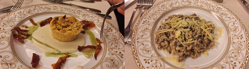 Da sinistra: Bricciolone del Borghetto e Risotto al radicchio IGP